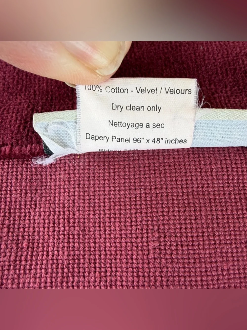 Pottery Barn Velvet Twill Merlot Red Drape Set 48x96 100% Cotton Mexico READ